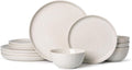 Milky White Water Ripple Stoneware Dinnerware 12-Piece