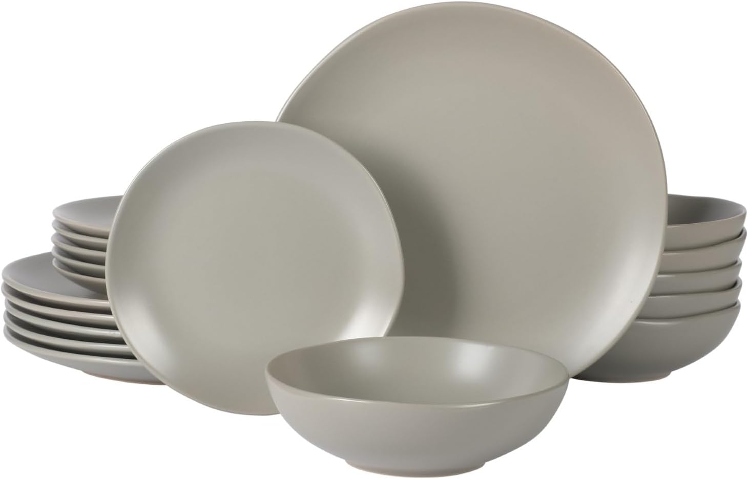 Matte Grey Organic Shape 18-Piece Stoneware Dinnerware