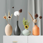 Set of 4 Small Round Matte Ceramic Vases Boho