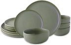 Wavy Rim Stoneware Dinnerware Set 12-Piece