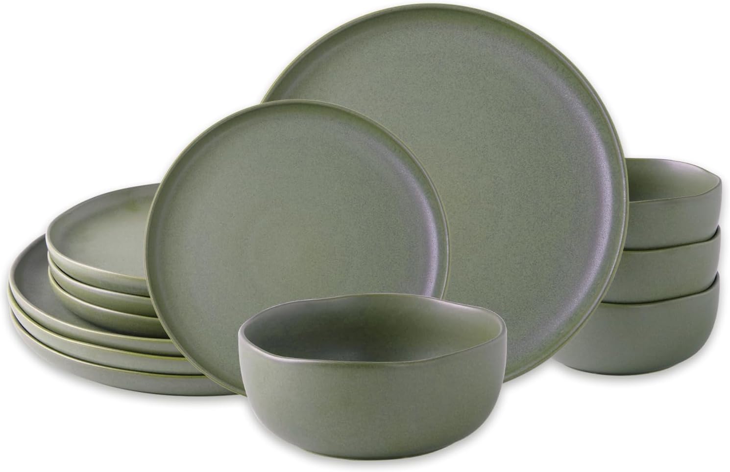 Wavy Rim Stoneware Dinnerware Set 12-Piece