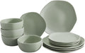 Light Green Organic Shape 12-Piece Ceramic Dinnerware Set