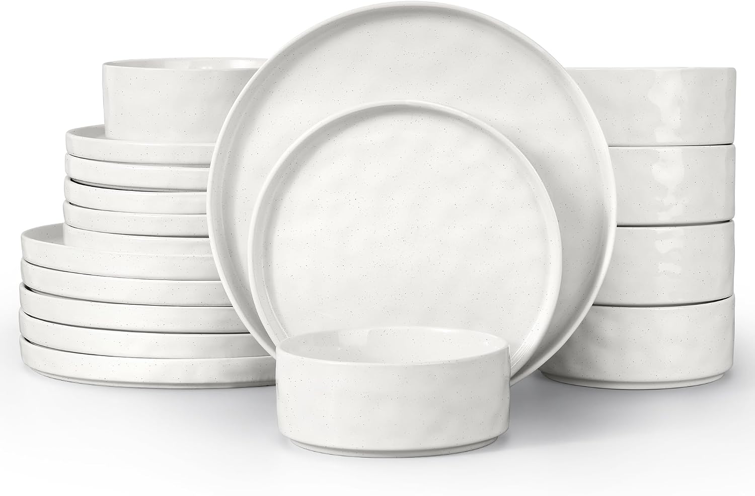 Polar White 18-Piece Ceramic Speckled Dinnerware Set
