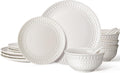 White Embossed 16-Piece Porcelain Dinnerware Set