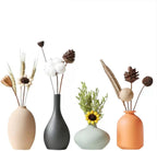 Set of 4 Small Round Matte Ceramic Vases Boho
