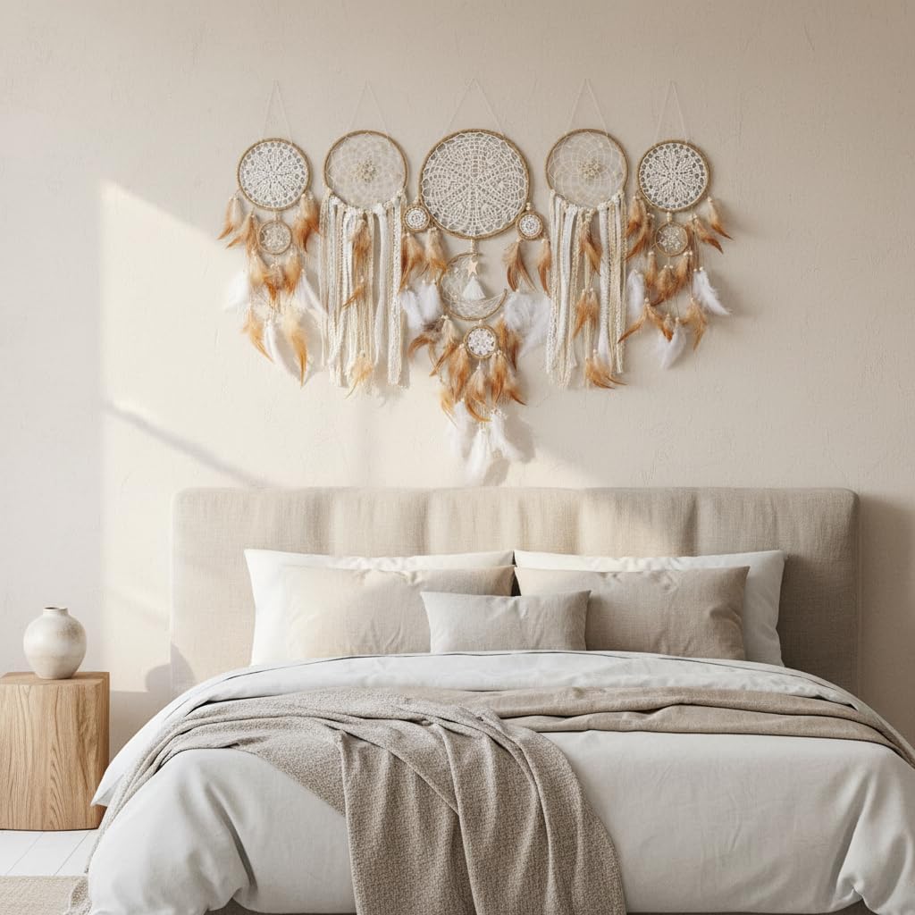 5-Pack Handmade Feather Dream Catcher Wall Hanging