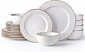 White Embossed 18-Piece Stoneware Dinnerware Set