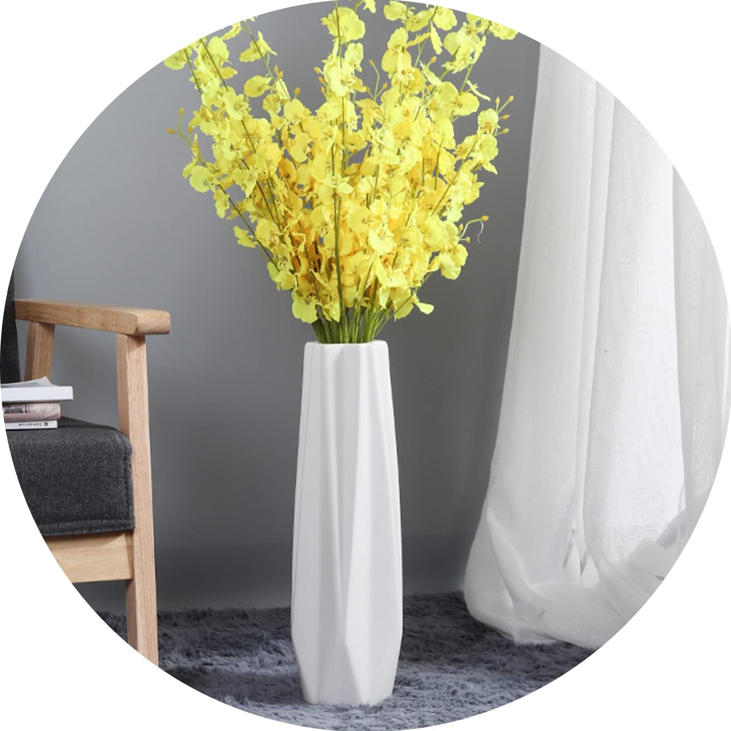 White 17.7" Large Ceramic Floor Vase