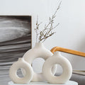 Set of 3 White Round Matte Ceramic Vases Nordic