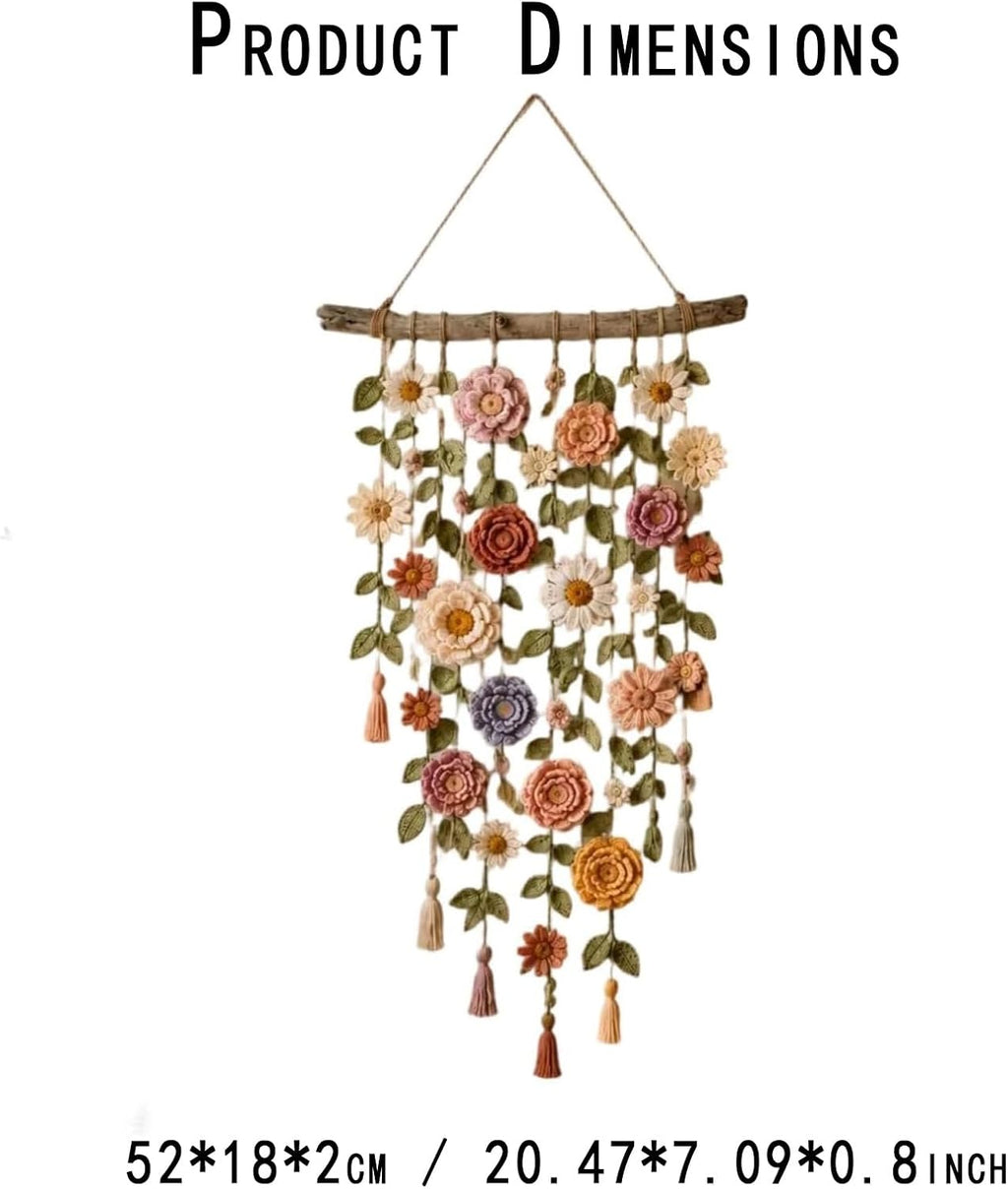 Handmade Crochet Flower Wall Hanging Tapestry