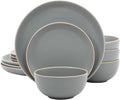 Soft Gray Matte Stoneware Dinnerware 12-Piece