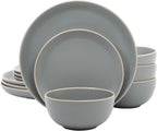 Soft Gray Matte Stoneware Dinnerware 12-Piece