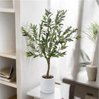 3ft Artificial Olive Tree with White Planter and Pebbles
