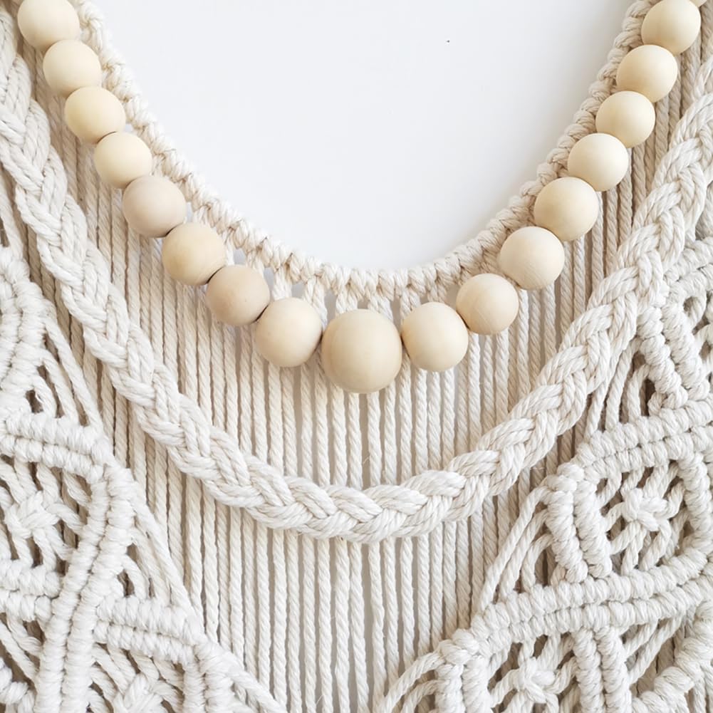 Large Wooden Bead Macrame Wall Hanging