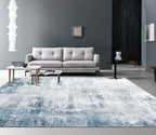 Blue 5x7 Washable Abstract Ultra-Thin Area Rug
