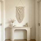 Wood Bead Geometric Macrame Wall Hanging 31.5x17