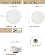 White 12-Piece Stoneware Dinnerware Set for 4