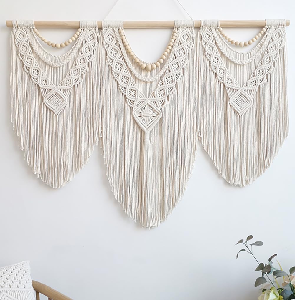 Large Wooden Bead Macrame Wall Hanging
