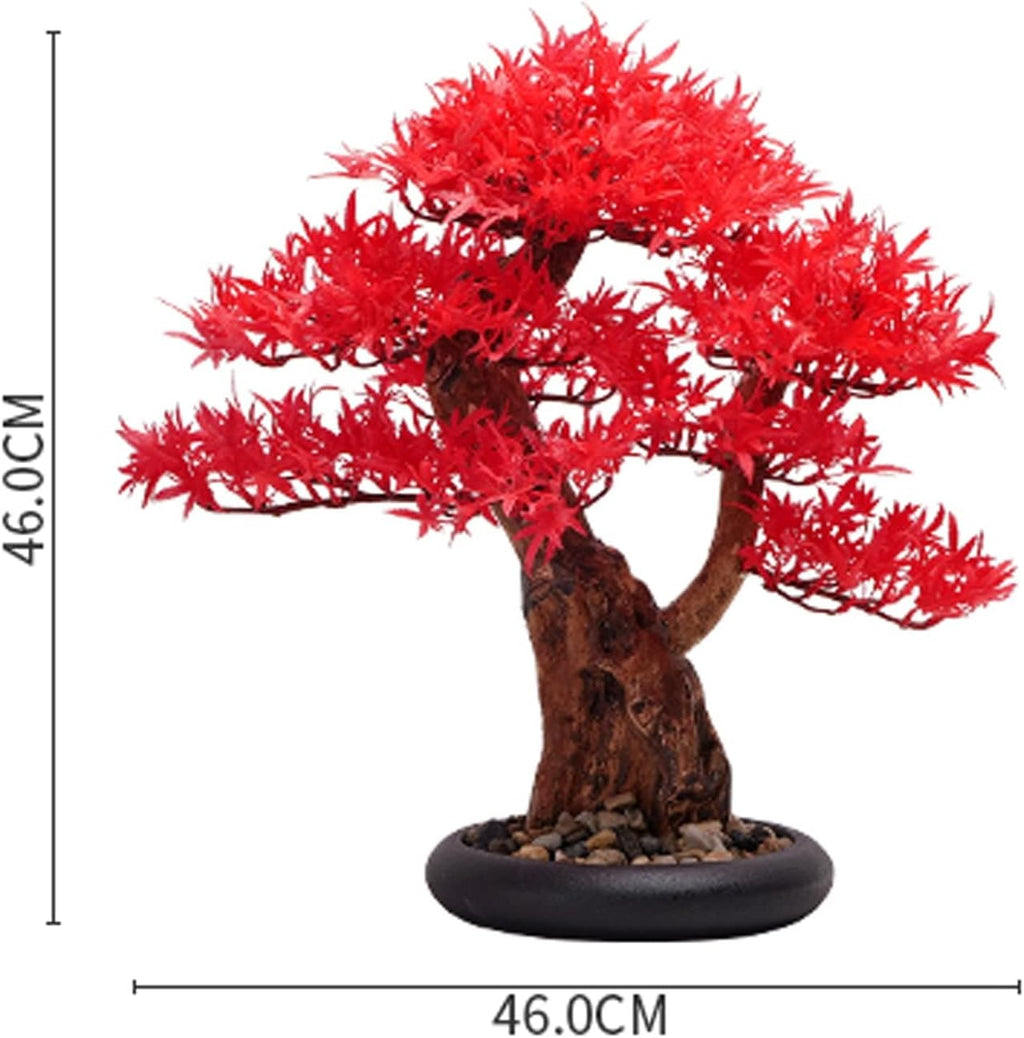 Artificial Pine with Red Maple Leaf Bonsai Desktop