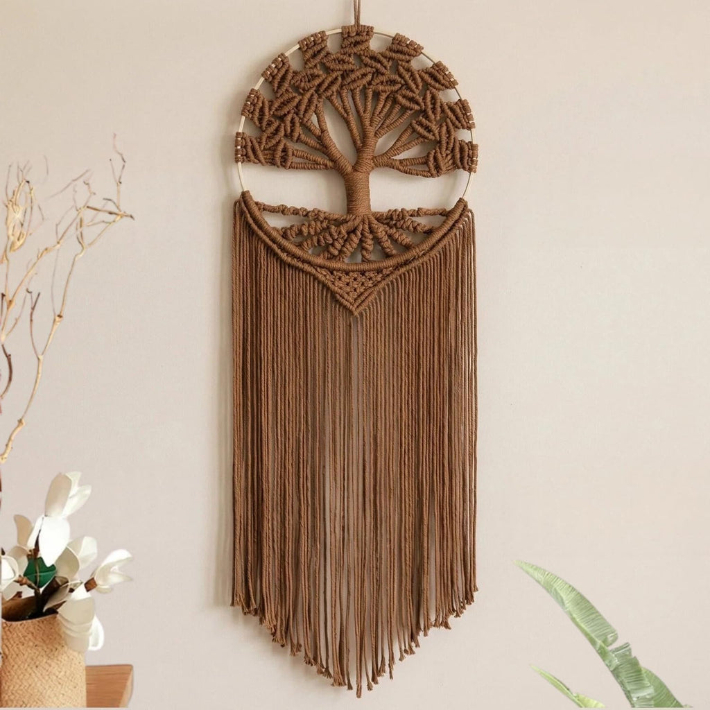 Brown Tree of Life Macrame Wall Hanging Dream Catcher