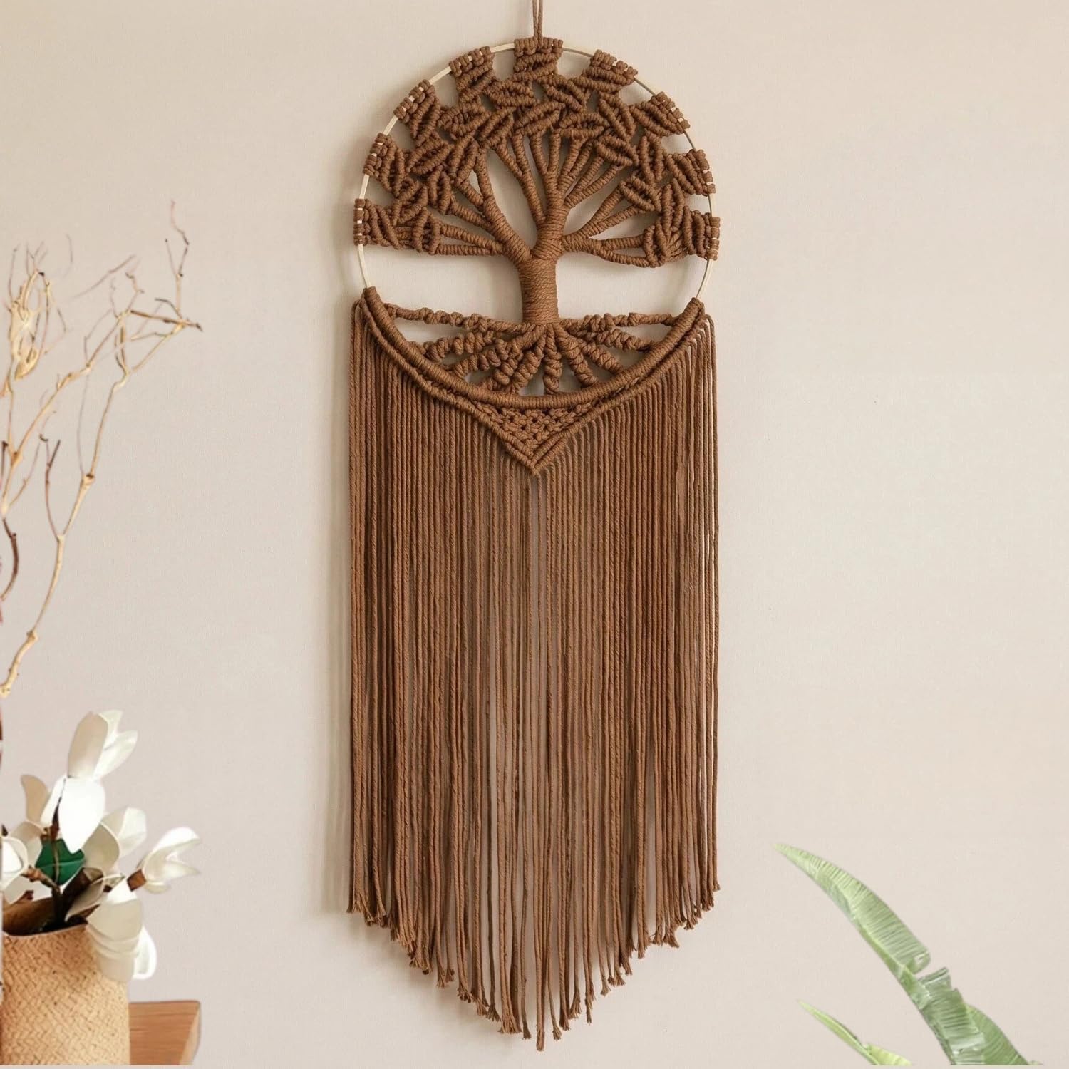Brown Tree of Life Macrame Wall Hanging Dream Catcher