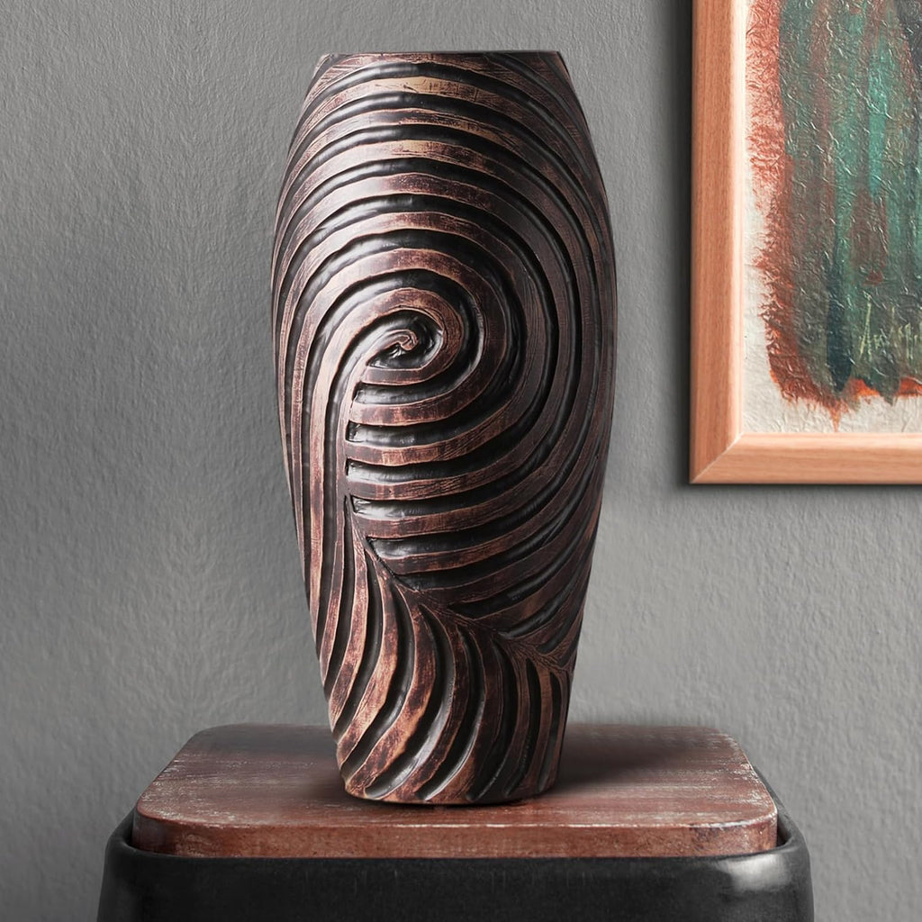 Brown 19.7" Vintage Resin Tall Floor Vase