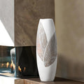 White 17.7" Tree Leaf Texture Resin Floor Vase