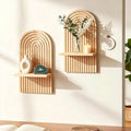 Set of 2 Boho Wooden Plant Wall Shelves