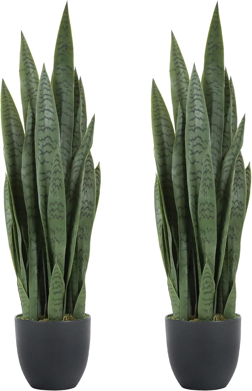 35" Artificial Snake Plant with Black Pot and Moss