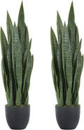 35" Artificial Snake Plant with Black Pot and Moss
