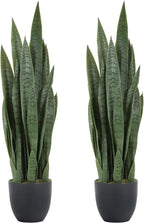 35" Artificial Snake Plant with Black Pot and Moss