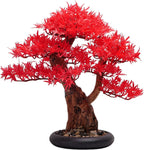 Artificial Pine with Red Maple Leaf Bonsai Desktop