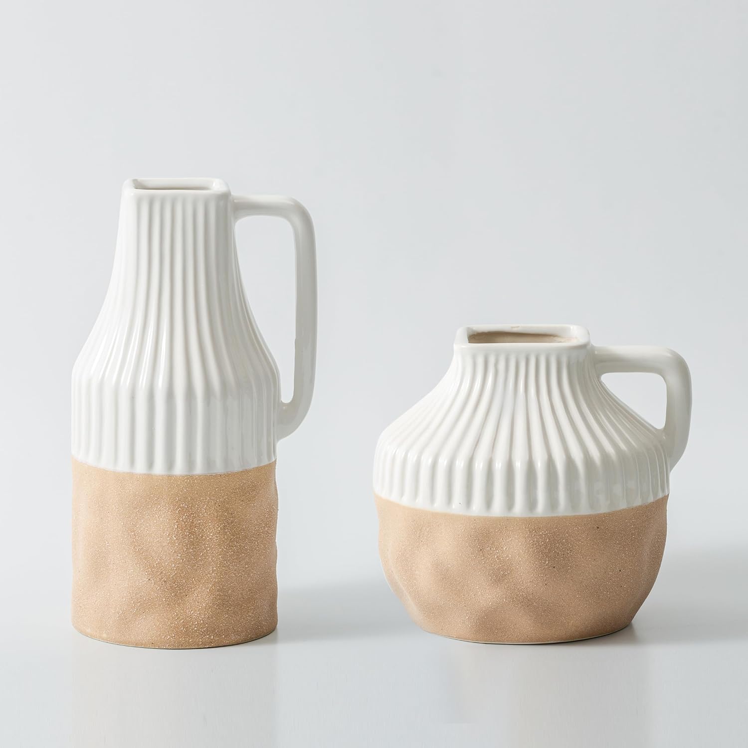 Small White Boho Ceramic Flower Vase