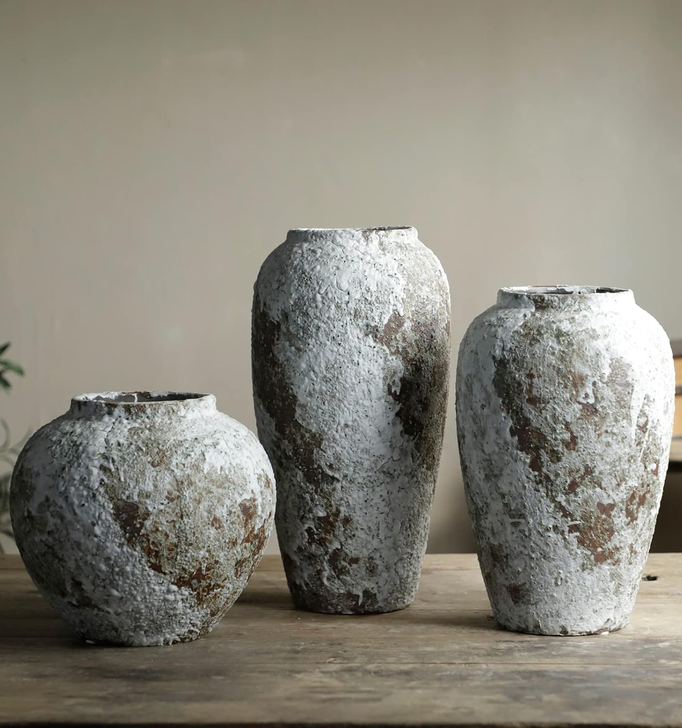 Vintage Rustic Large Farmhouse Ceramic Floor Vase