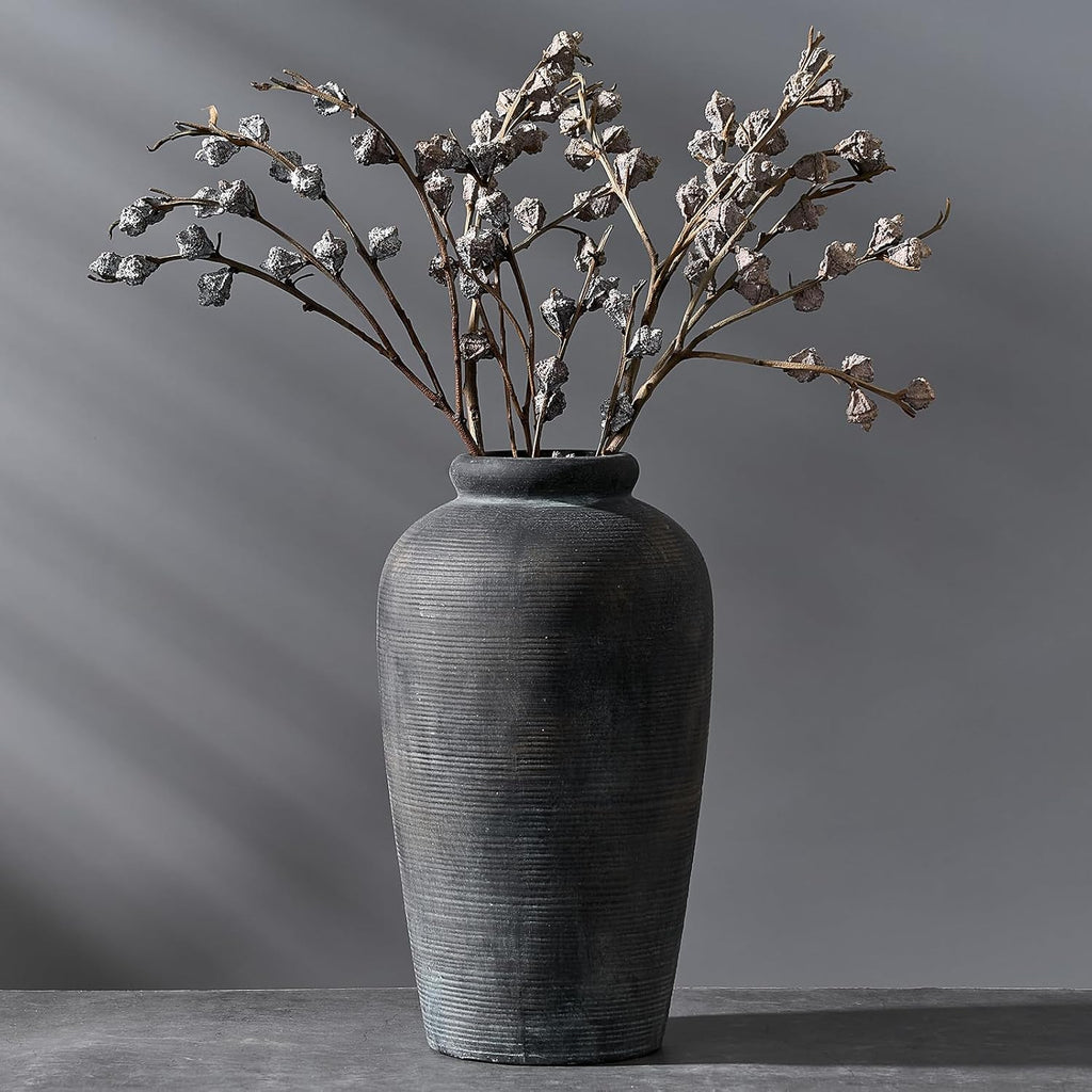 Bronze 11-Inch Rustic Ceramic Vase Minimalist