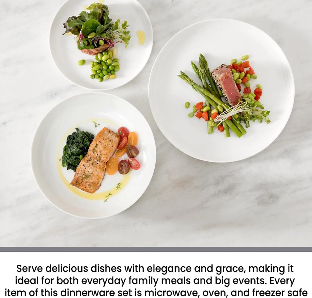 White 12-Piece Lightweight Bone China Dinnerware Set