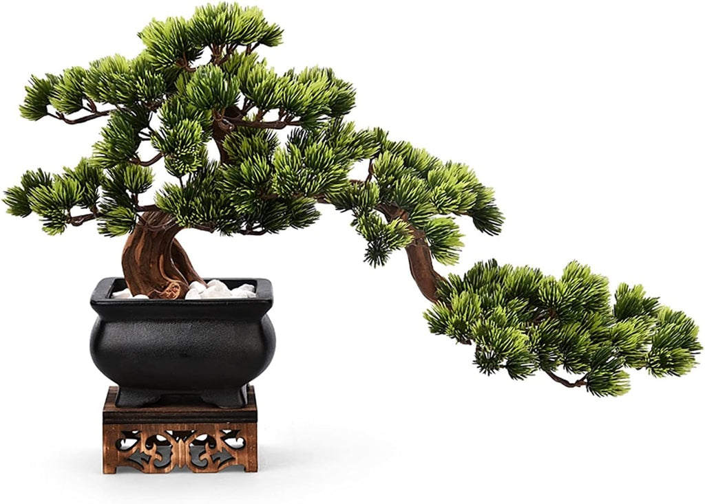 Artificial Pine Potted Plant with Wooden Base Zen