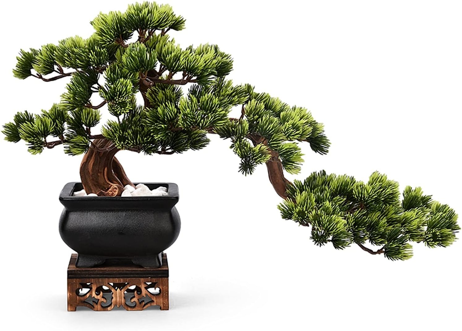Artificial Pine Potted Plant with Wooden Base Zen
