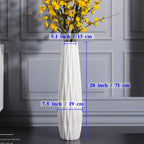 White 28" Ceramic Tall Floor Vase Origami Design