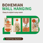 Set of 4 Bohemian Abstract Geometric Plant Wall Art