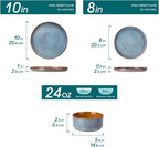 Blue 12-Piece Reactive Glaze Stoneware Dinnerware