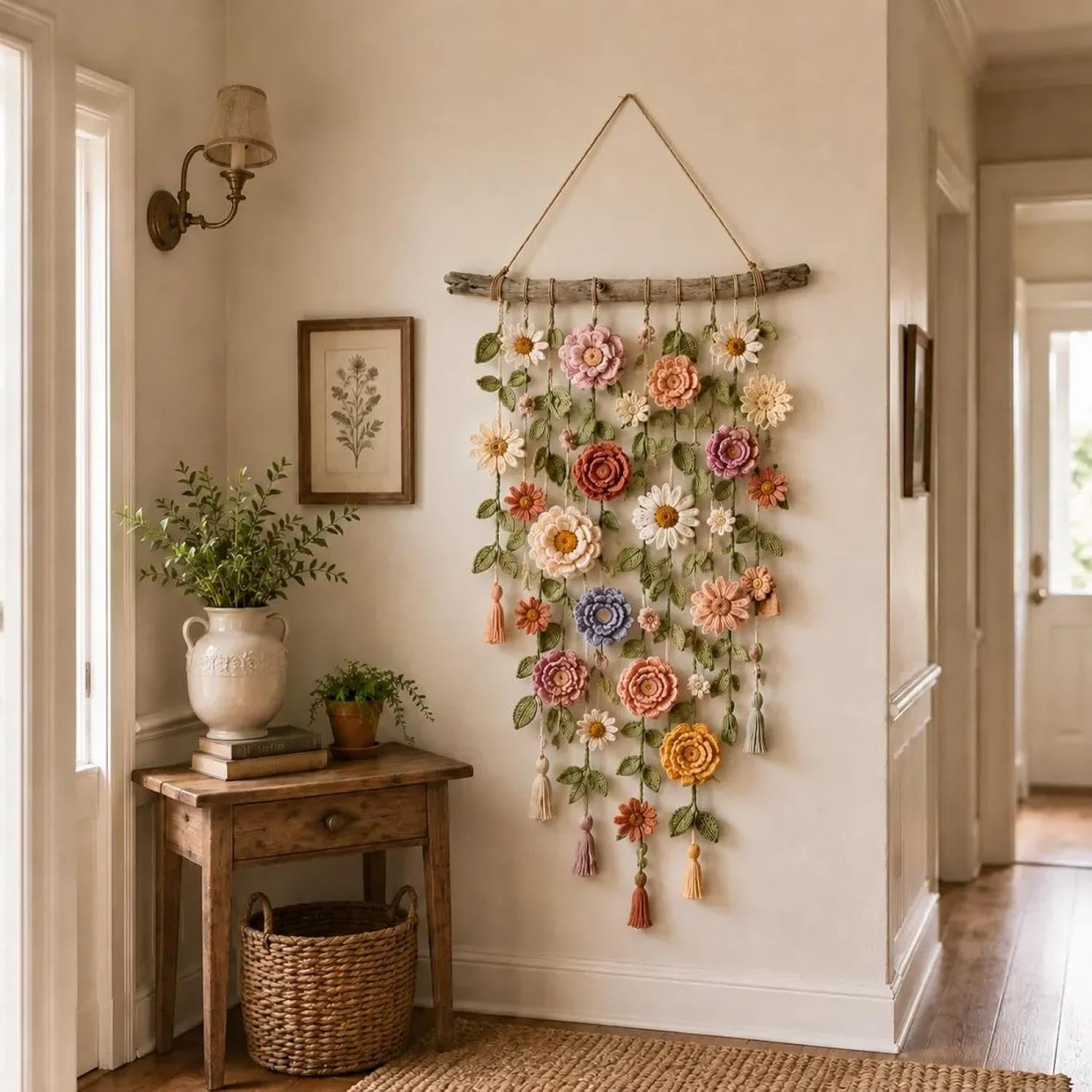 Crochet Flower Garden Wall Hanging Decor