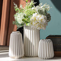 Set of 3 White Boho Ceramic Vases Nordic