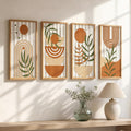 Set of 4 Bohemian Abstract Geometric Plant Wall Art