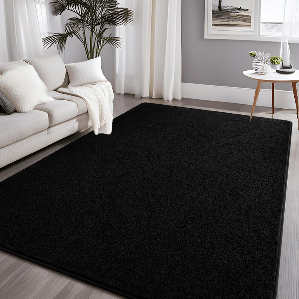 Black 4x6 Thickened Memory-Foam Area Rug