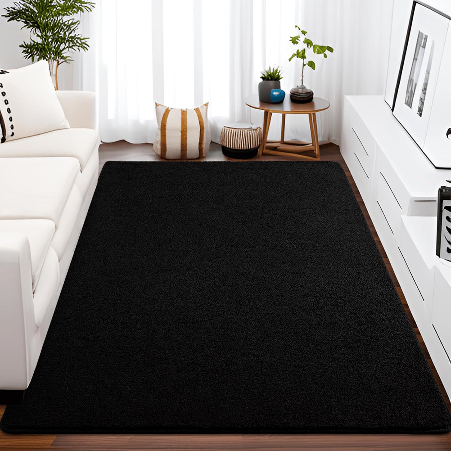 Black 4x6 Thickened Memory-Foam Area Rug