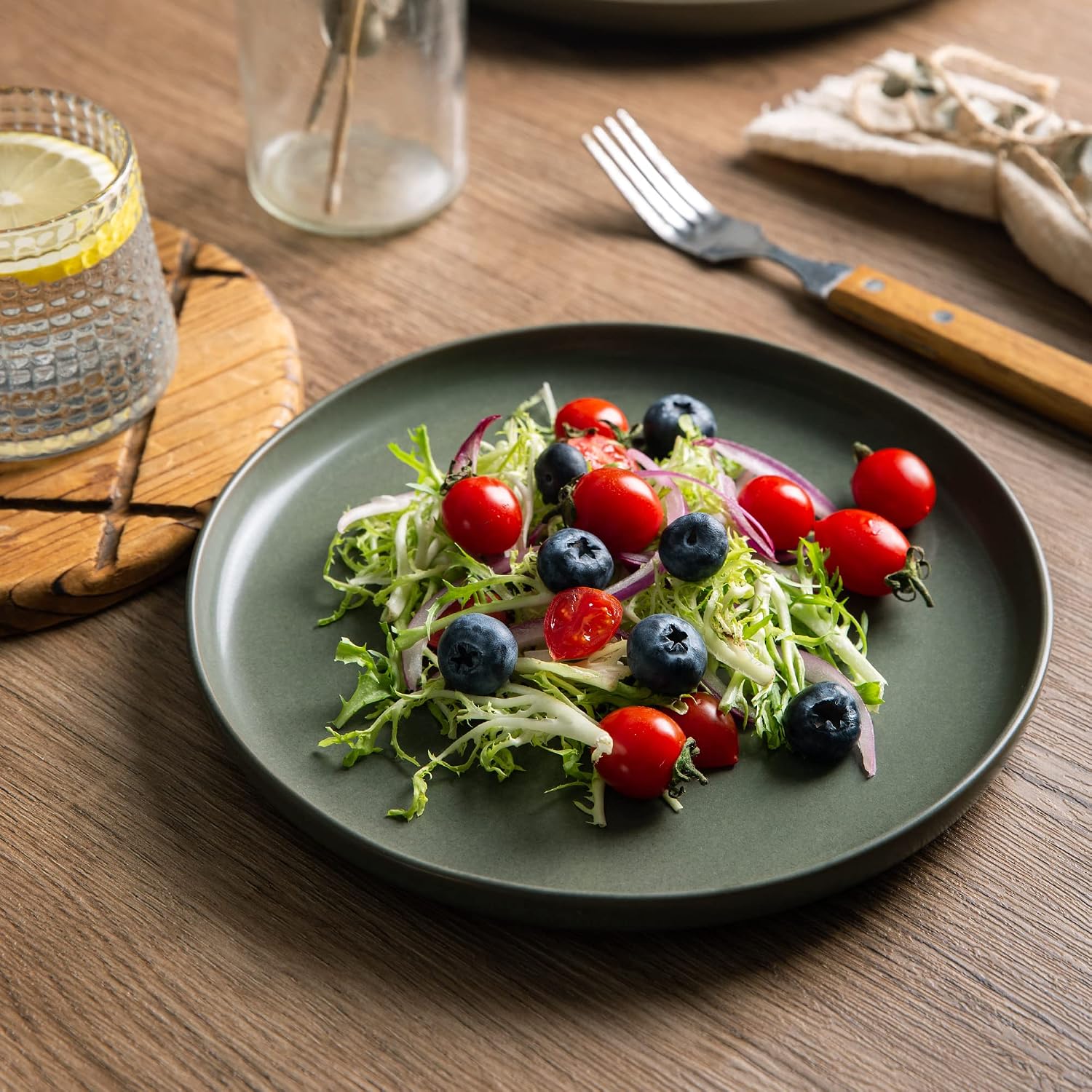 Wavy Rim Stoneware Dinnerware Set 12-Piece