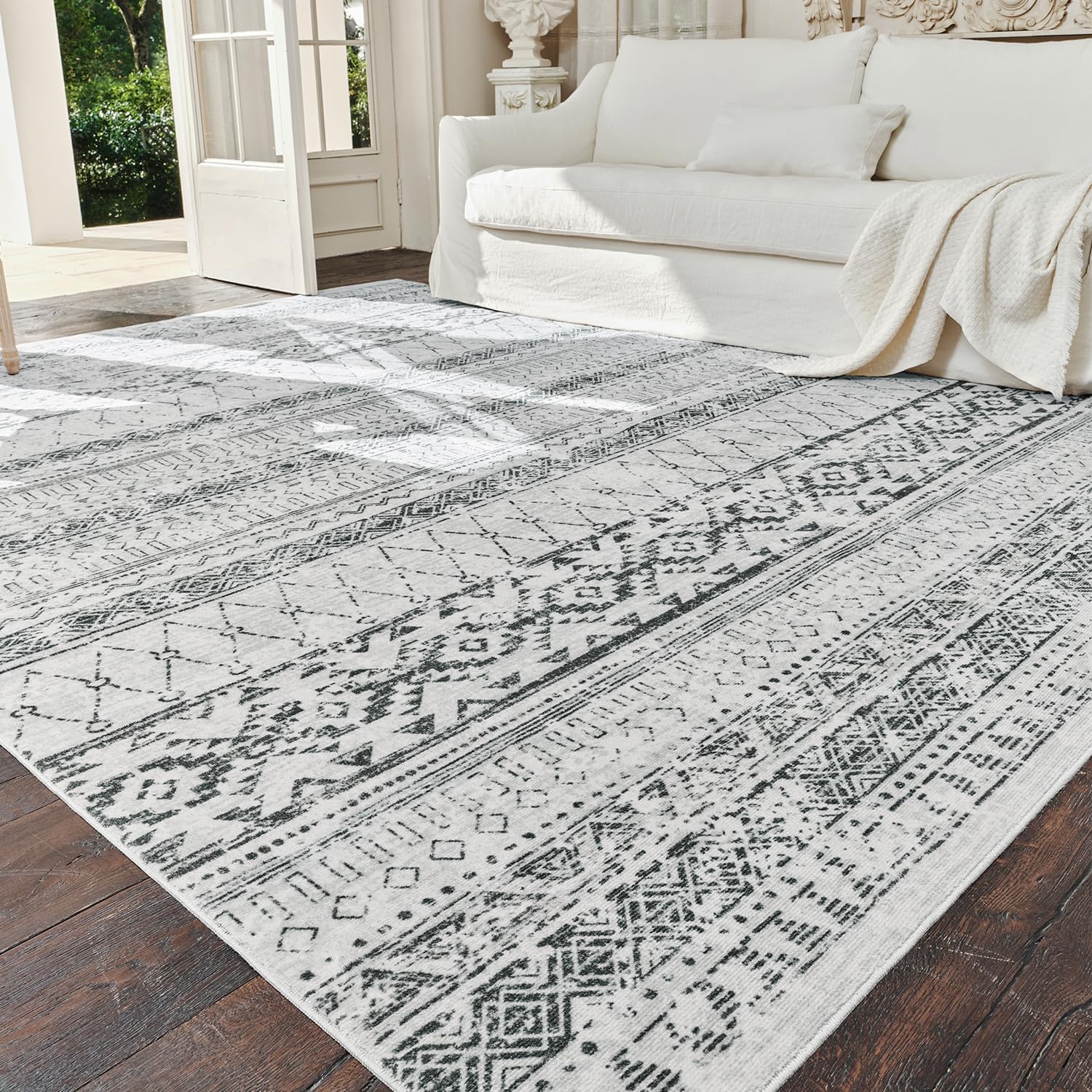 8x10 Washable Boho Moroccan Distressed Area Rug