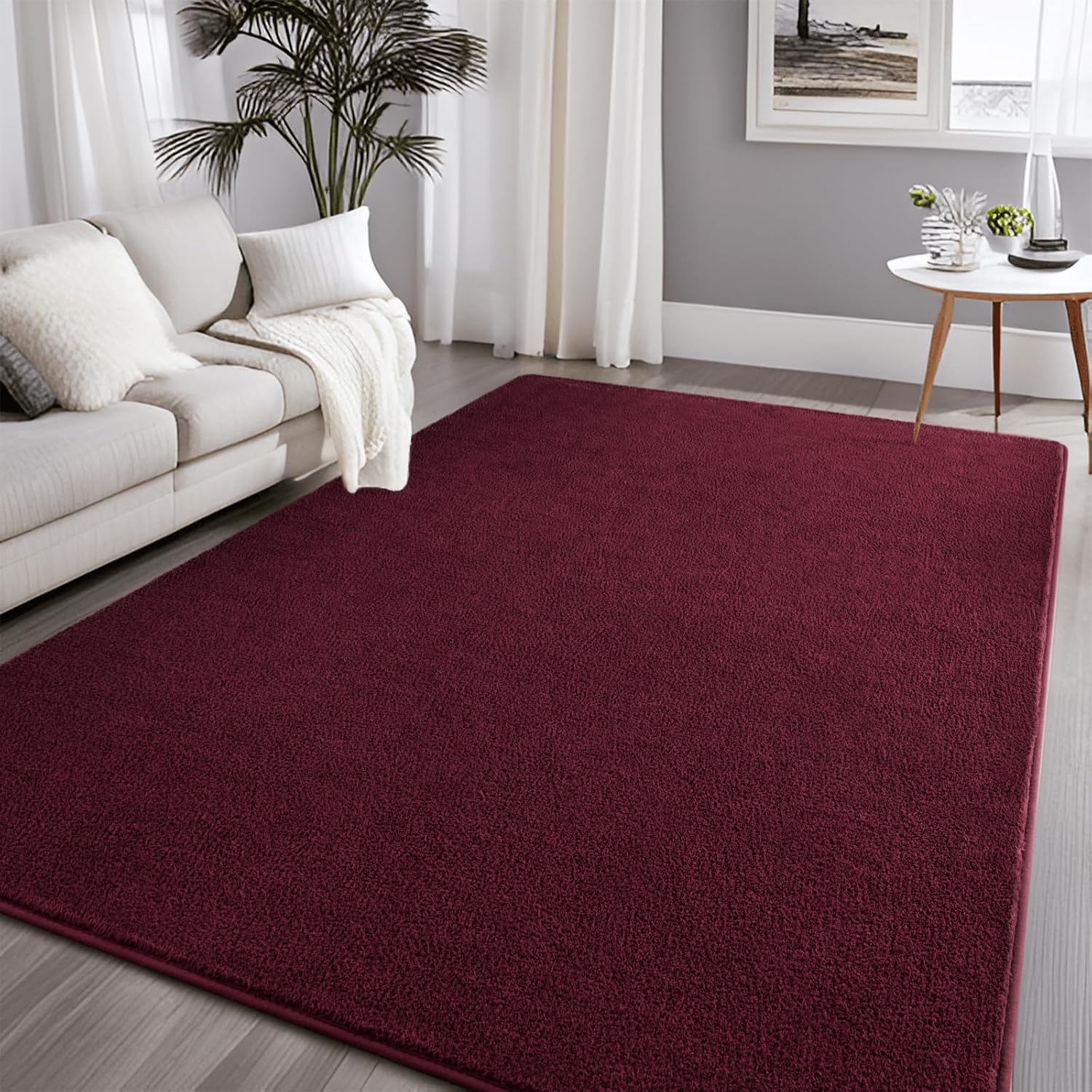 Burgundy Red 4x6 Memory-Foam Area Rug