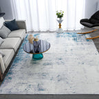 Blue 5x7 Washable Abstract Ultra-Thin Area Rug